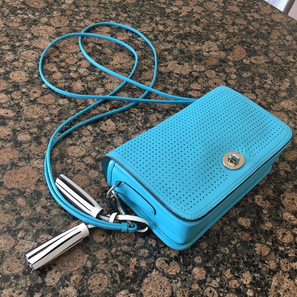 Coach Handbags - Coach Legacy Blue Perforated Leather Penelope Bag